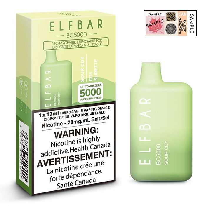(Stamped) Elfbar Crystal Sting-Sour CDY 5000 Puffs Disposable Vape Ct 10
