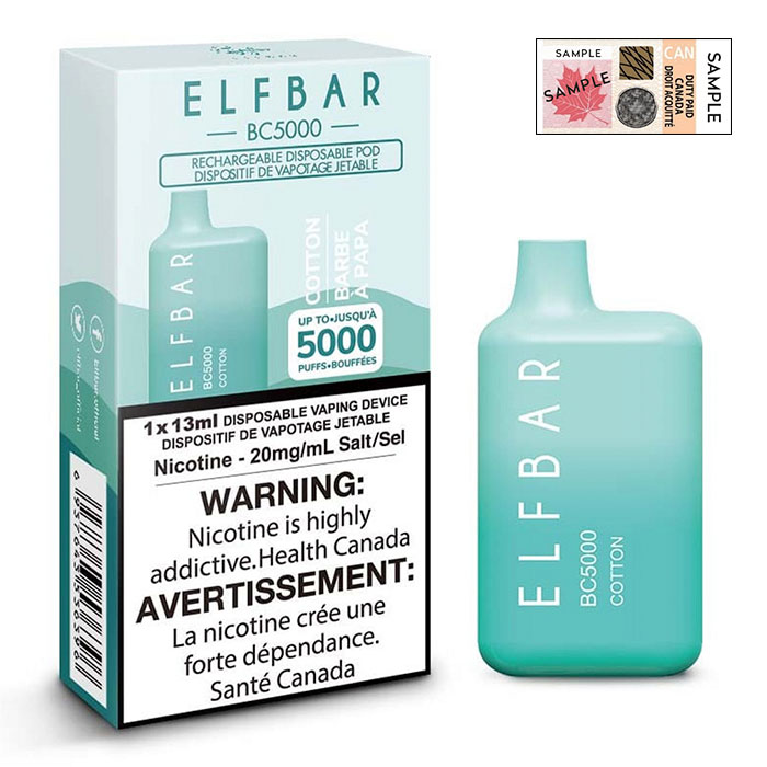(Stamped) Elfbar Cotton/Fluff 5000 Puffs Disposable Vape Ct 10