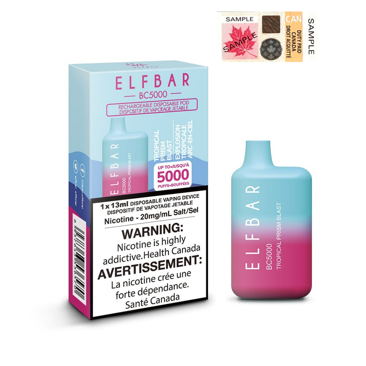 (Stamped) Elfbar Tropical Prism Blast 5000 Puffs Disposable Vape Ct 10