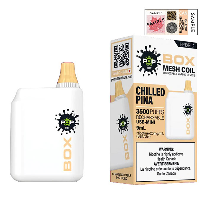 (Stamped) Chilled Pina Colada Pop Hybrid Box 3500 Puff Disposable Vape Device Display of 5