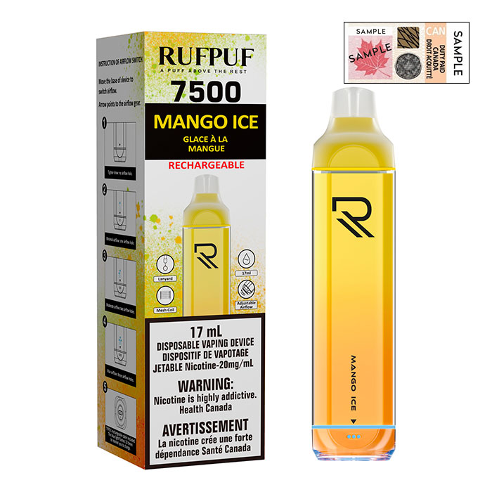 (Stamped) G Core RufPuf 7500 Puffs Mango Ice Disposable Vape Ct 10