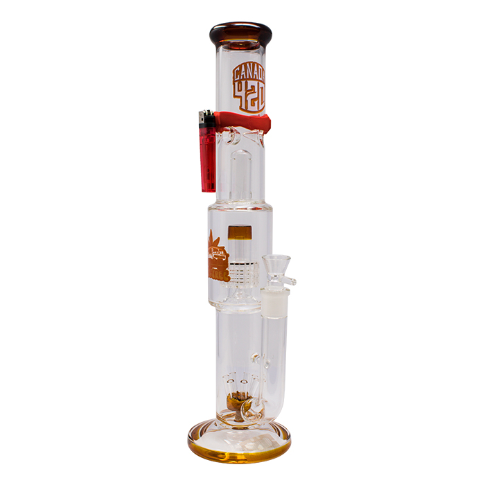 Jade Yellow Crown Glass Live Free Series 15 Inches Glass Bong With Magnetic Band And Lighter