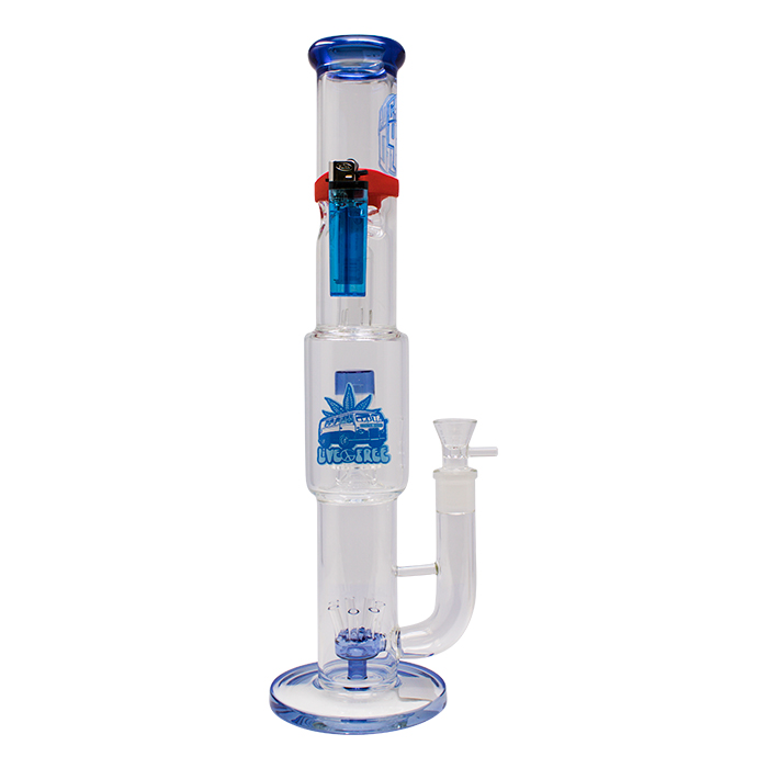 Light Blue Crown Glass Live Free Series 15 Inches Glass Bong With Magnetic Band And Lighter