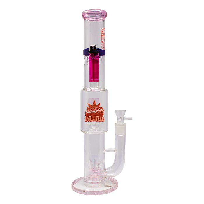 Pink Crown Glass Live Free Series 15 Inches Glass Bong With Magnetic Band And Lighter