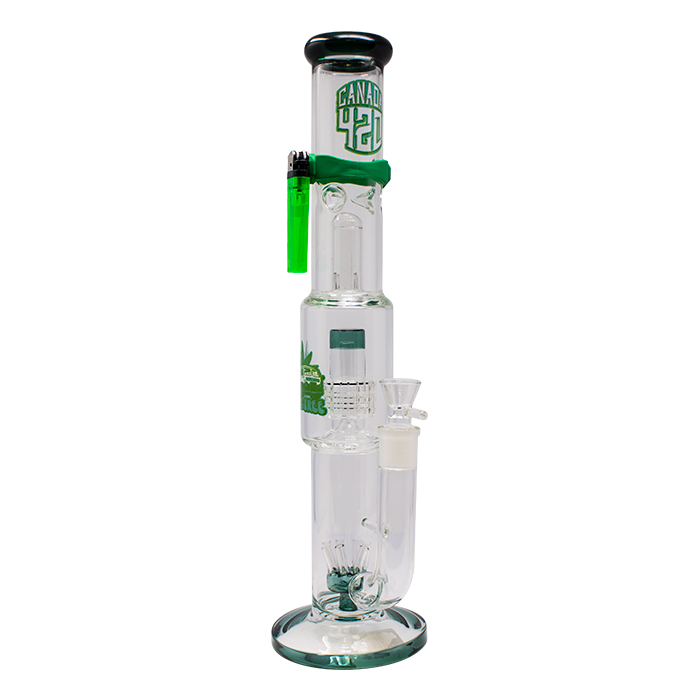 Teal Crown Glass Live Free Series 15 Inches Glass Bong With Magnetic Band And Lighter