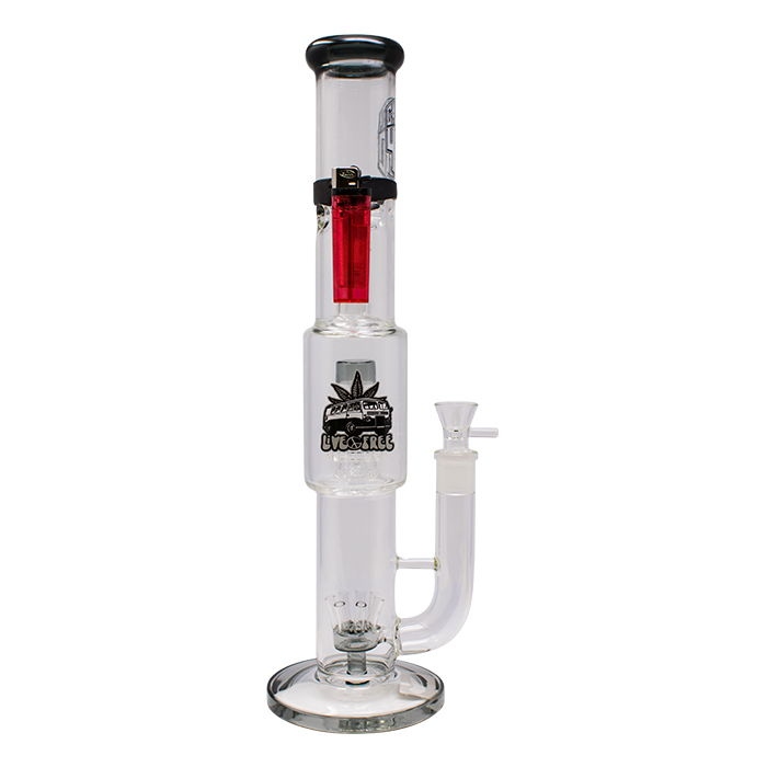 Grey Crown Glass Live Free Series 15 Inches Glass Bong With Magnetic Band And Lighter