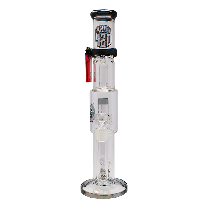 Grey Crown Glass Live Free Series 15 Inches Glass Bong With Magnetic Band And Lighter