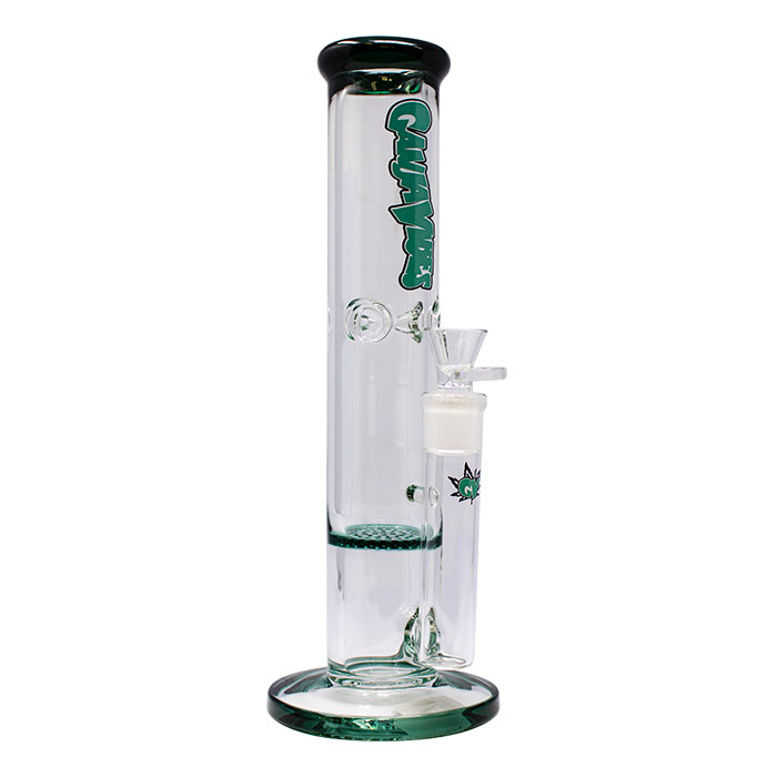Ganjavibes Teal Honeycomb 12 Inches One Disk Percolator Glass Bong By Irie Vibes Series
