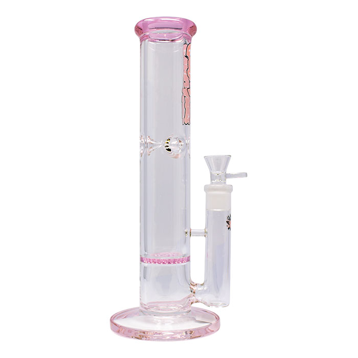 Ganjavibes Pink Honeycomb 12 Inches One Disk Percolator Glass Bong By Irie Vibes Series