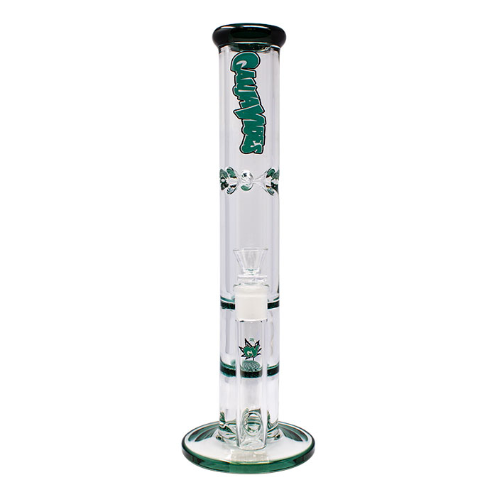 Teal Ganjavibes Honeycomb 14 Inches Two Disk Percolator Glass Bong By Irie Vibes Series