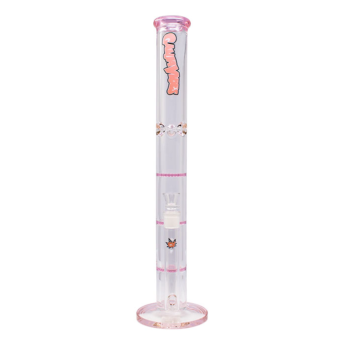 Pink Ganjavibes Honeycomb 20 Inches Three Disk Percolator Glass Bong By Irie Vibes Series