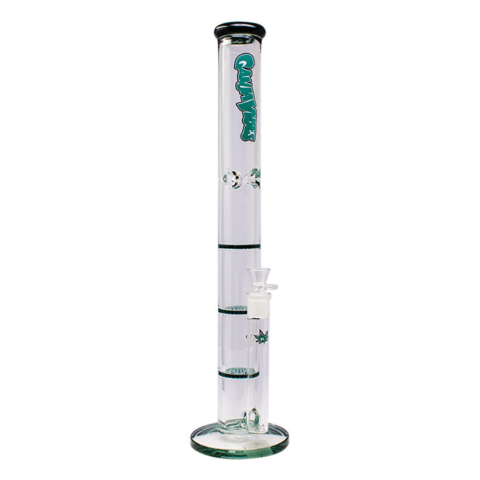 Teal Ganjavibes Honeycomb 20 Inches Three Disk Percolator Glass Bong By Irie Vibes Series