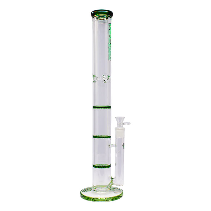 Green Ganjavibes Honeycomb 20 Inches Three Disk Percolator Glass Bong By Irie Vibes Series
