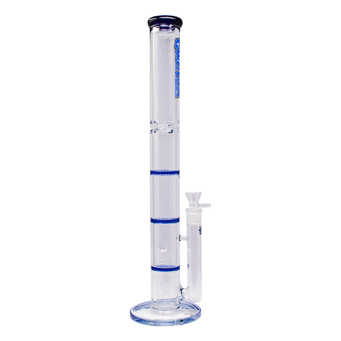 Blue Ganjavibes Honeycomb 20 Inches Three Disk Percolator Glass Bong By Irie Vibes Series