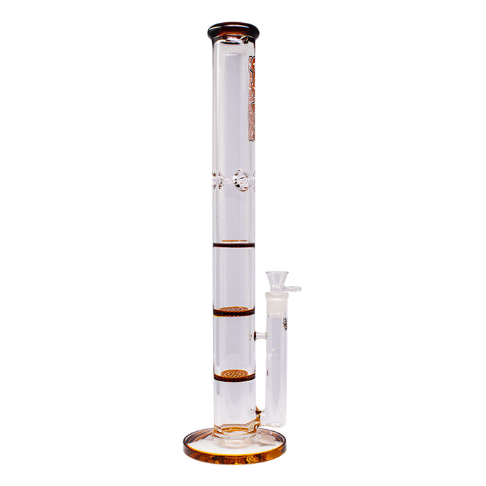Amber Ganjavibes Honeycomb 20 Inches Three Disk Percolator Glass Bong By Irie Vibes Series