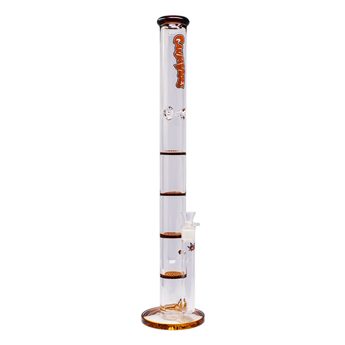 Amber Ganjavibes Honeycomb 24 Inches Four Disk Percolator Glass Bong By Irie Vibes Series