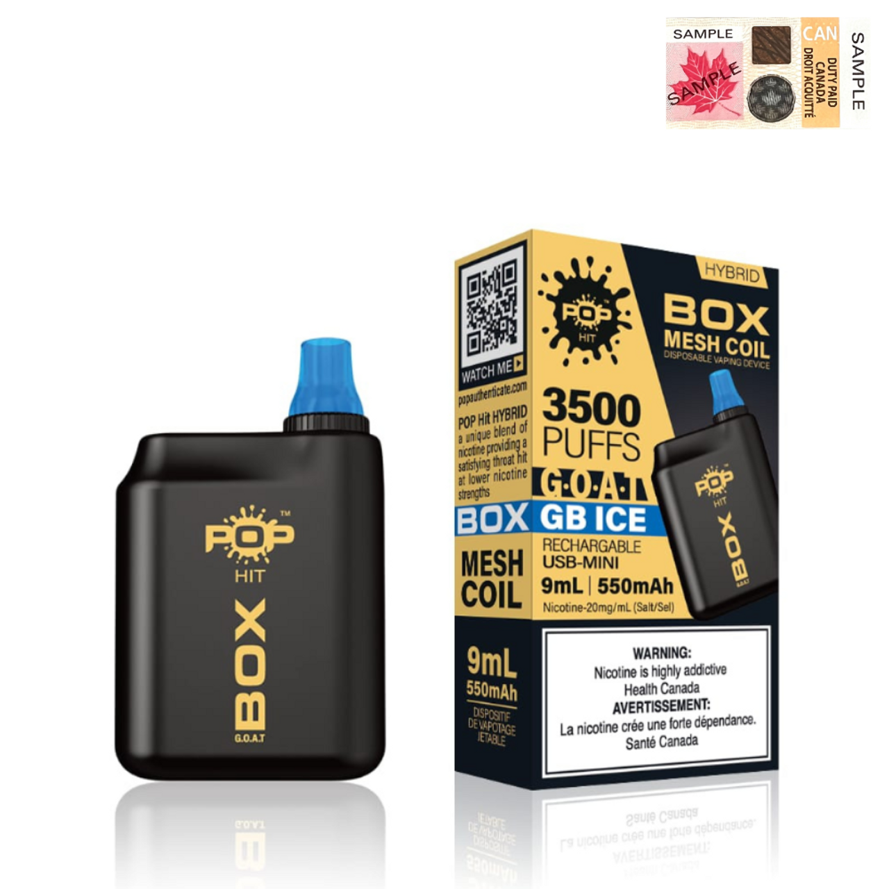 (Stamped) GB Ice Pop Hybrid Box G.O.A.T 3500 Puffs Disposable Vape Ct-5