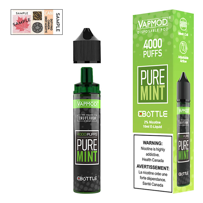 (Stamped) Vapmod Pure Mint E-Bottle 4000 Puffs Disposable Vape Ct-5