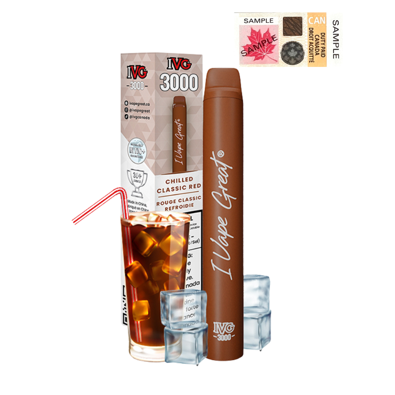 (Stamped) Chilled Classic Red IVG 3000 Puffs Disposable Vape Ct 6