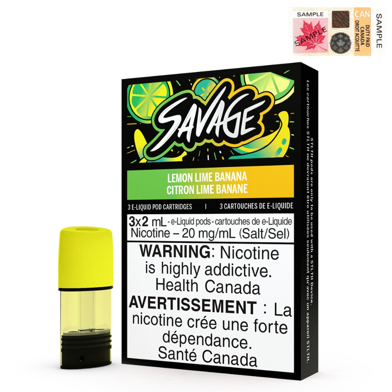Lemon Lime Banana (Stamped) STLTH Savage Pods Pack of 3 - B.C. Compliance