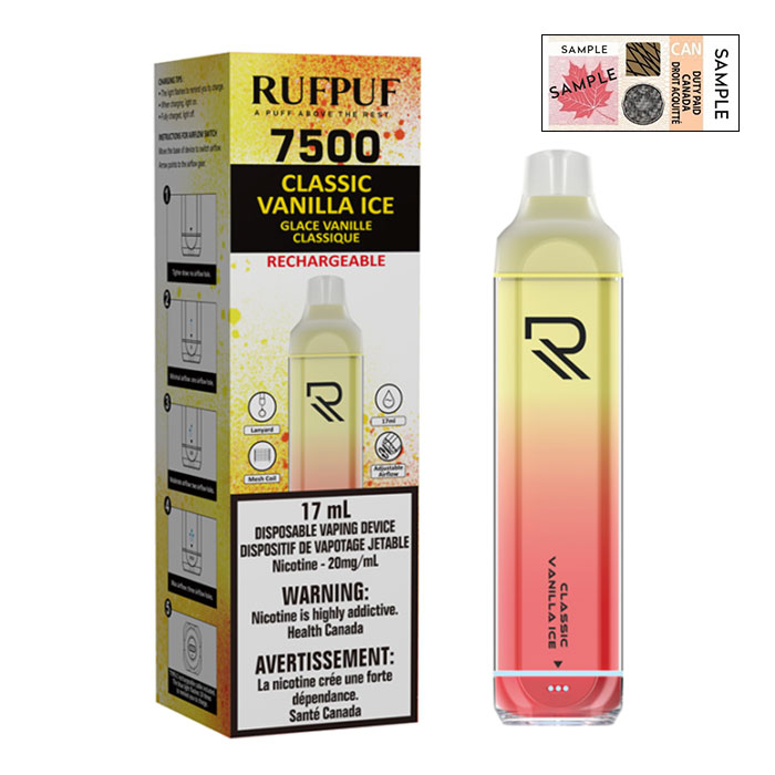 (Stamped) G Core RufPuf 7500 Puffs Classic Vanilla Ice Disposable Vape Ct 10