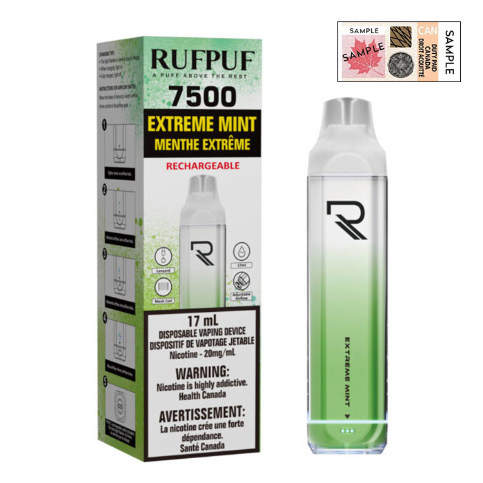 (Stamped) G Core RufPuf 7500 Puffs Deluxe Double Mint Disposable Vape Ct 10