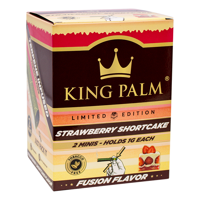 King Palm Strawberry Shortcake 2 Mini Rolls Display of 20 Pouches