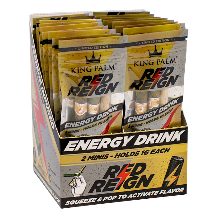 King Palm Energy Drink 2 Mini Rolls Display of 20 Pouches