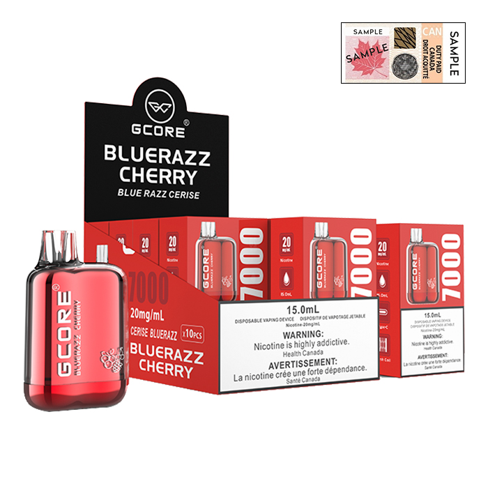(Stamped) Bluerazz Cherry Box Mod 7000 Puffs Disposable Vape by G Core Ct 10
