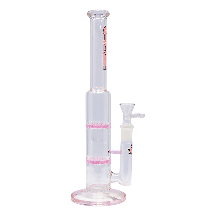 Pink Ganjavibes Double Honeycomb Percolator 11 Inches Glass Bong