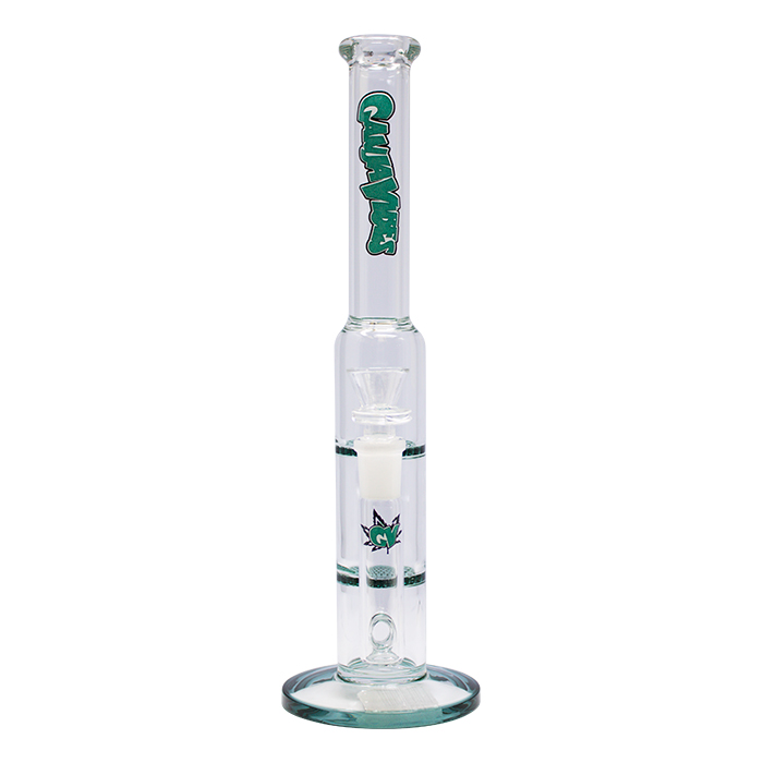 Teal Ganjavibes Double Honeycomb Percolator 11 Inches Glass Bong