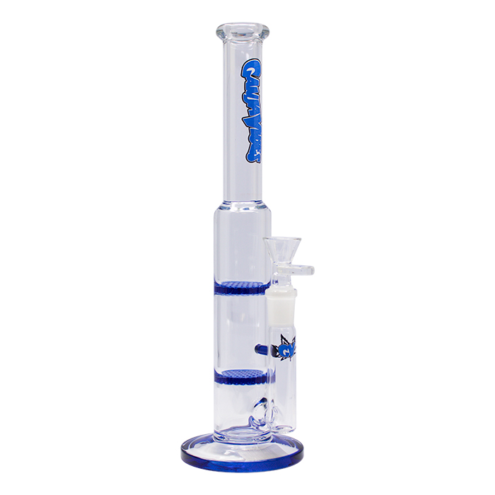 Blue Ganjavibes Double Honeycomb Percolator 11 Inches Glass Bong
