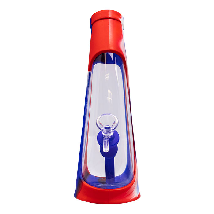 Red Curved Bottled Shape Silicone Bong