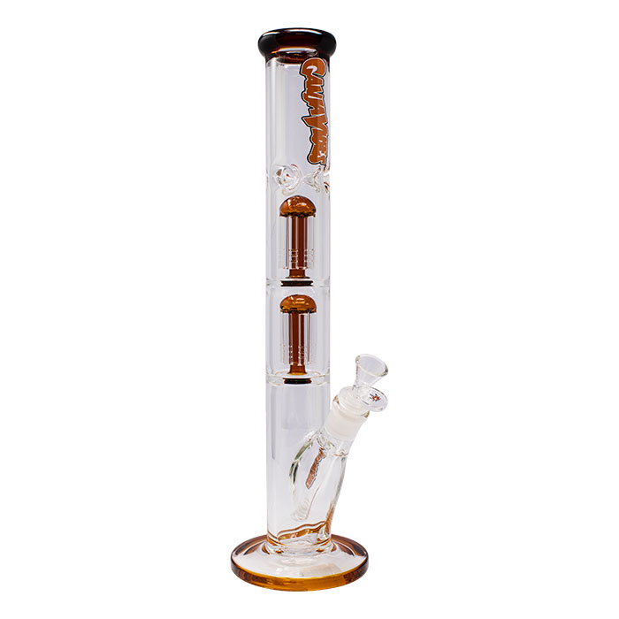 Amber Ganjavibes Double Tree Percolator 17 Inches Glass Bong By Irie Vibes