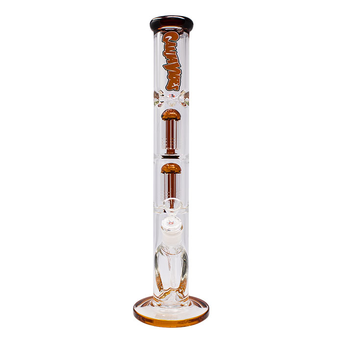 Amber Ganjavibes Double Tree Percolator 17 Inches Glass Bong By Irie Vibes