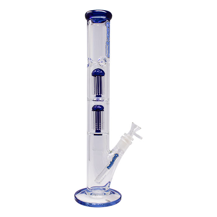 Blue Ganjavibes Double Tree Percolator 17 Inches Glass Bong By Irie Vibes