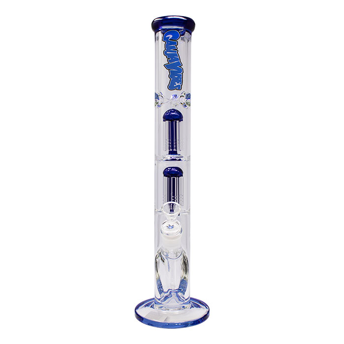 Blue Ganjavibes Double Tree Percolator 17 Inches Glass Bong By Irie Vibes