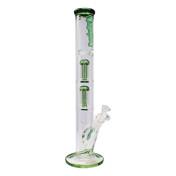 Green Ganjavibes Double Tree Percolator 17 Inches Glass Bong By Irie Vibes