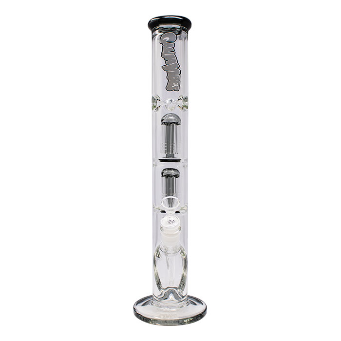 Grey Ganjavibes Double Tree Percolator 17 Inches Glass Bong By Irie Vibes