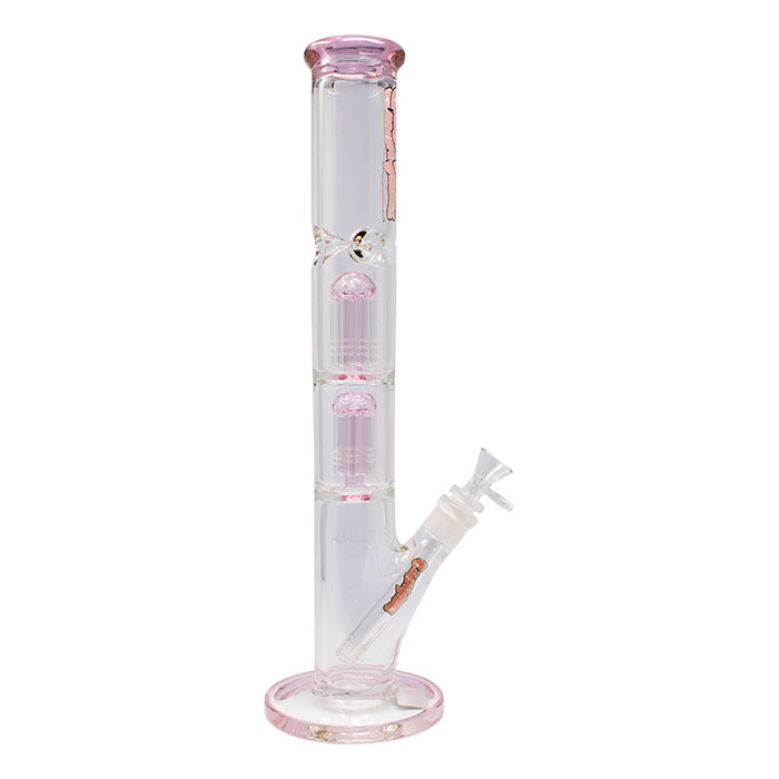 Pink Ganjavibes Double Tree Percolator 17 Inches Glass Bong By Irie Vibes