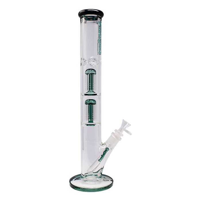 Teal Ganjavibes Double Tree Percolator 17 Inches Glass Bong By Irie Vibes