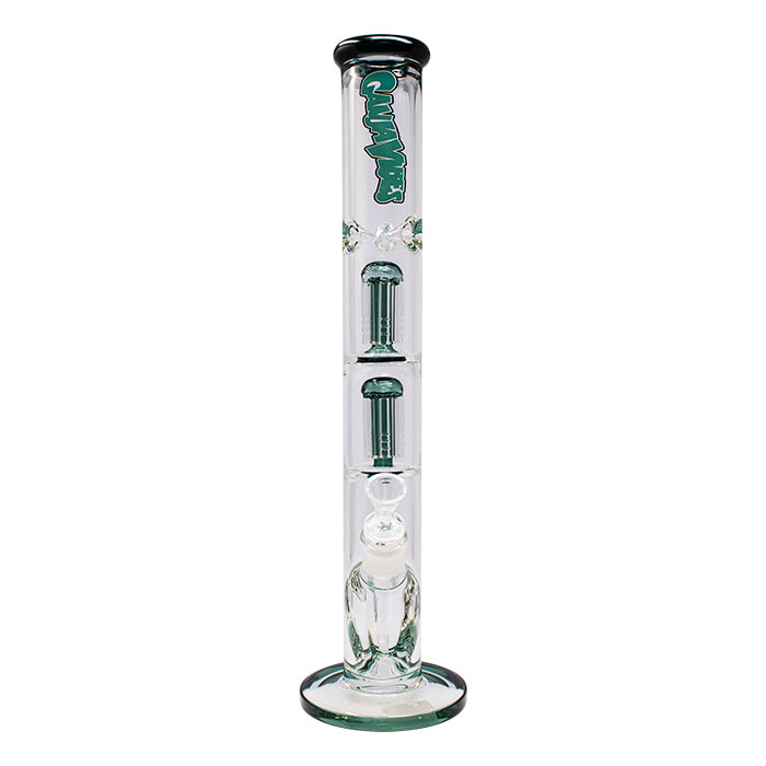 Teal Ganjavibes Double Tree Percolator 17 Inches Glass Bong By Irie Vibes
