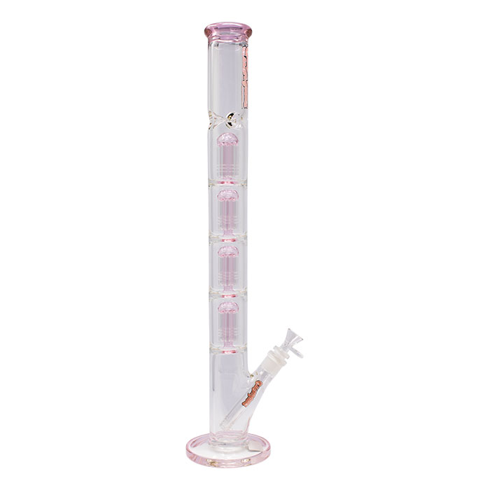 Pink Irie Vibes 24 Inches Four Percolator Ganjavibes Glass Bong
