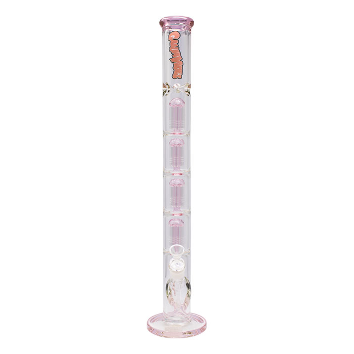 Pink Irie Vibes 24 Inches Four Percolator Ganjavibes Glass Bong
