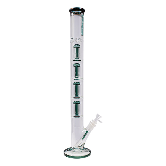 Teal Irie Vibes 24 Inches Four Percolator Ganjavibes Glass Bong