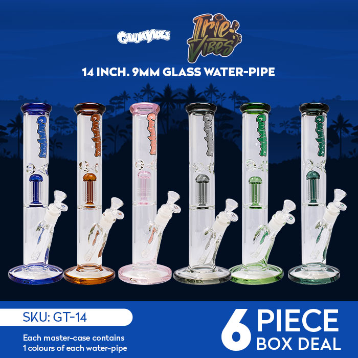 Ganjavibes Single Tree Percolator 14 Inches Glass Bong By Irie Vibes Deal of 6