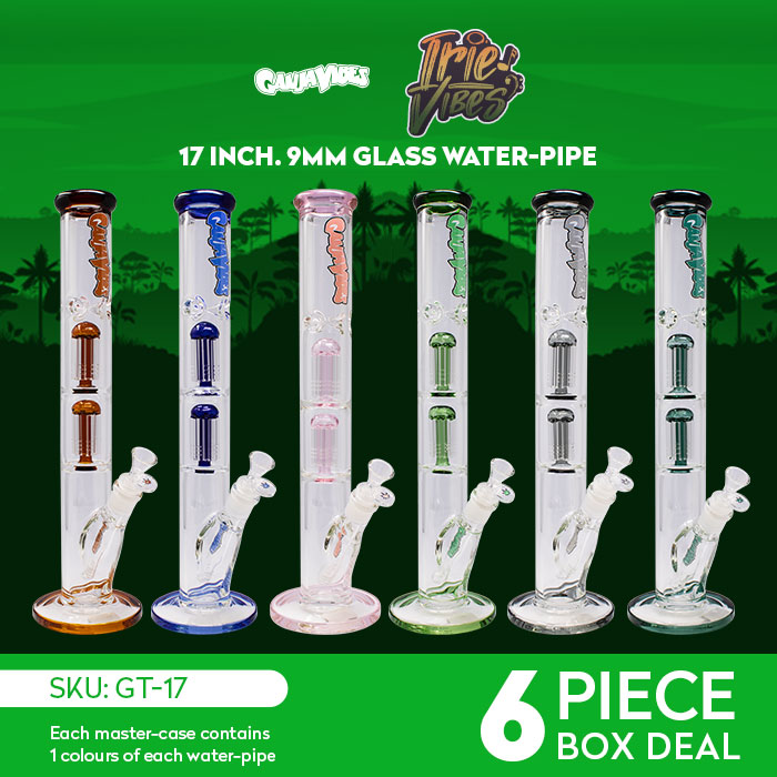 Ganjavibes Double Tree Percolator 17 Inches Glass Bong By Irie Vibes Deal of 6