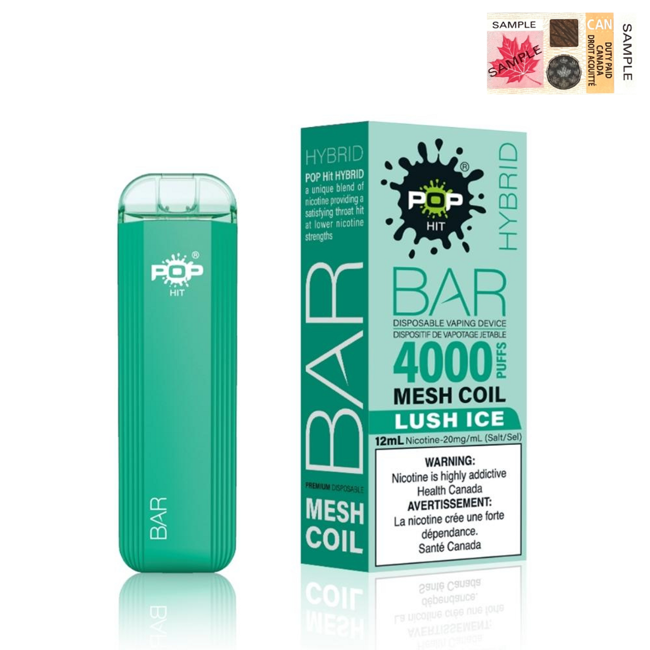 (Stamped) Lush Ice Pop Hybrid Bar 4000 Puff Disposable Vape Ct 5