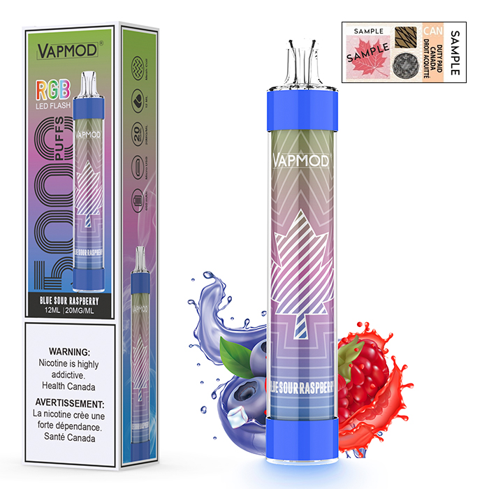 (Stamped) Blue Sour Raspberry Vapmod 5000 Puffs Rechargeable Disposable Vape Ct 10