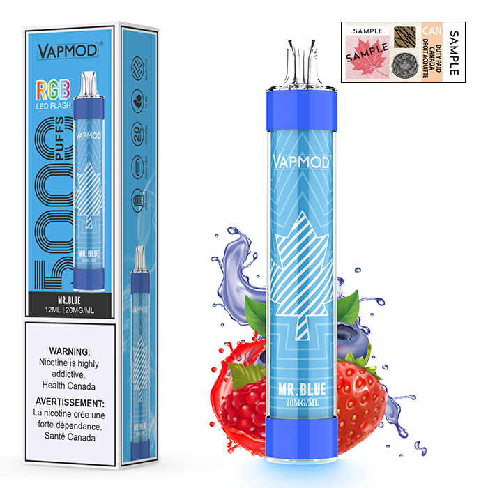 (Stamped) Mr Blue Vapmod 5000 Puffs Rechargeable Disposable Vape Ct 10
